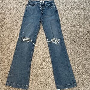 PAIGE Flare Wide Leg Jeans in Classic Blue